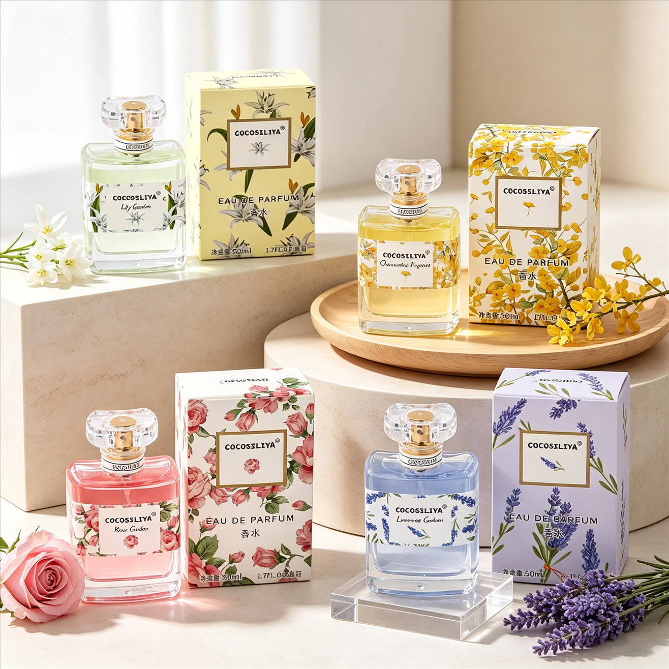 Perfume Floral Fragrance - COCOSILIYA Kadın Parfümü, 1.7oz X 2'li